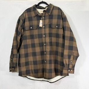 Red Head NEW Sherpa Lined Flannel Shirt Jacket Men's 2XL Brown Plaid Work gorp